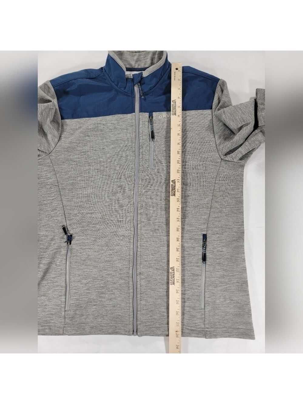 ORVIS Mens Bonded Mesh Fleece Full Zip Jacket Medium Gray Blue Sprin Mid Weight - Picture 7 of 11